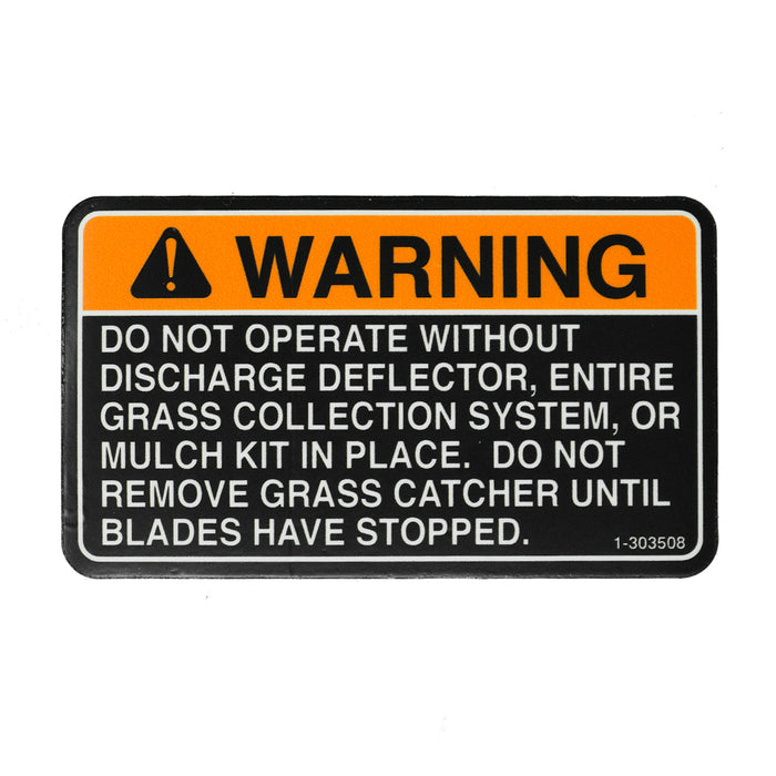 Toro 1-303508 DECAL-WARNING, DISCHARGE