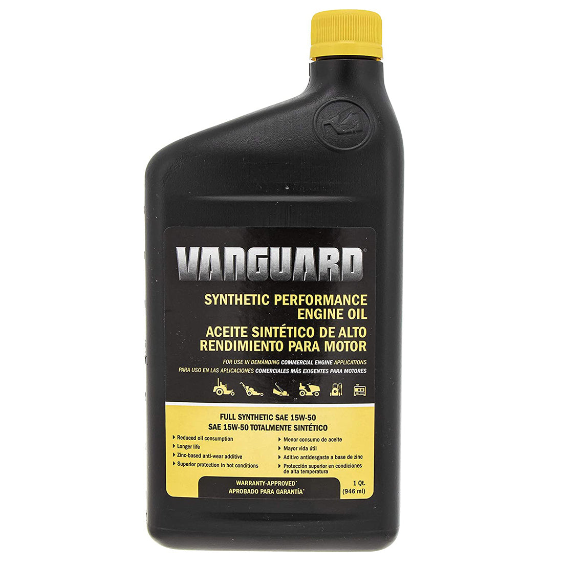 Aceite sintético Briggs &amp; Stratton 100169 Vanguard 15W-50 1 cuarto de galón.