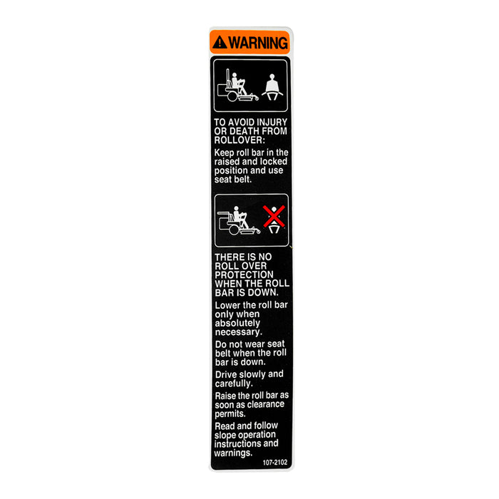 Toro 107-2102 DECAL-WARNING, FOLDING ROPS