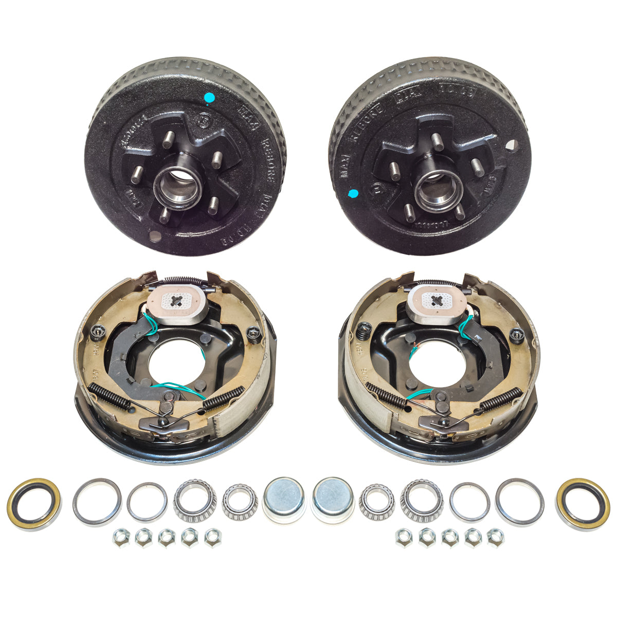 Russo 10HUBBRAKEKIT 10 x 2 ¼ pulg. Freno de remolque eléctrico y 5 en 4 ½ pulgadas. Kit de batería de buje con rodamientos