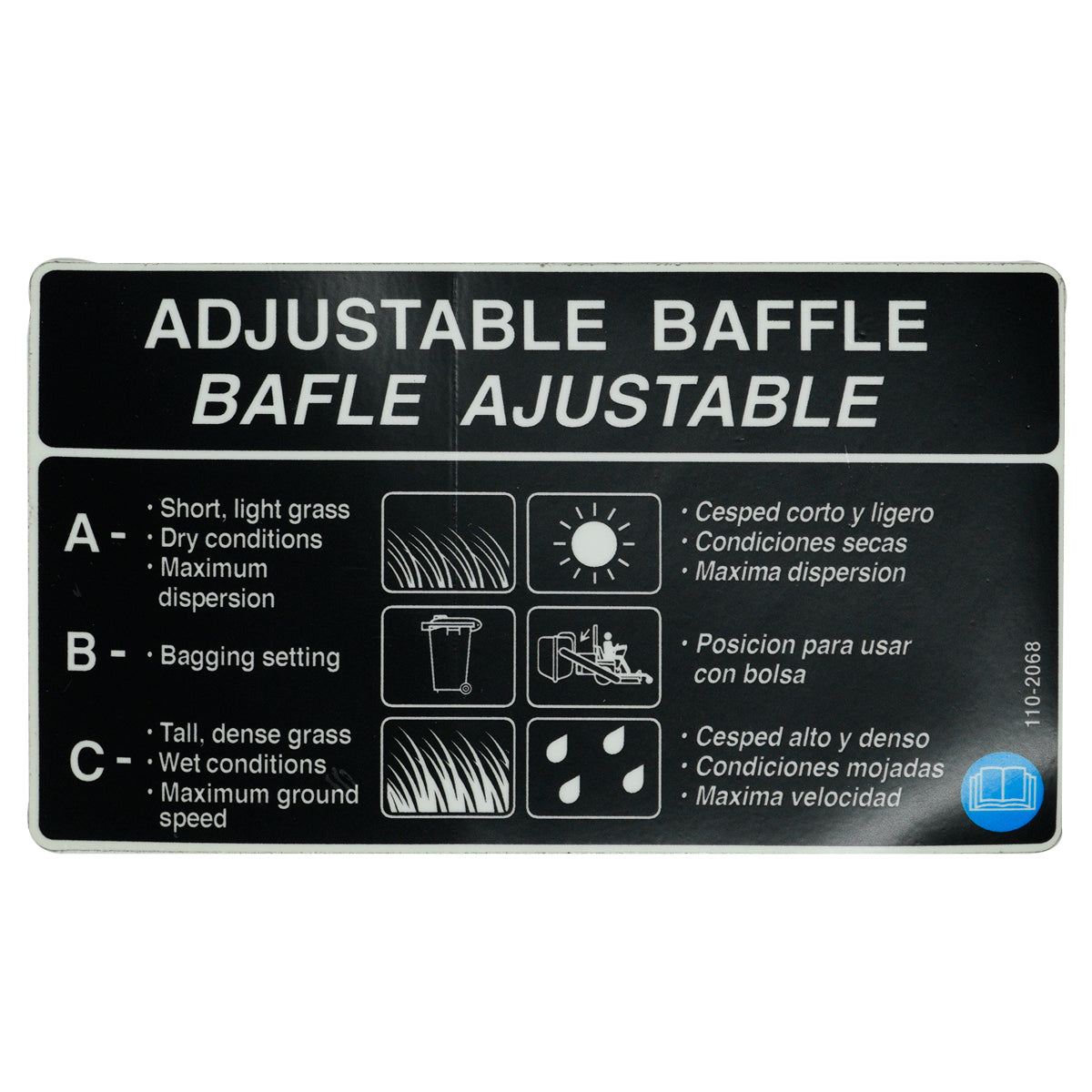 Toro 110-2068 Baffle Adjustment Decal