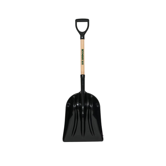 Seymour 49050 #12 Pala para nieve/grano de polietileno, cabeza de 14,25 x 17,75 pulgadas, mango de madera dura de 29 pulgadas, agarre en D de polietileno