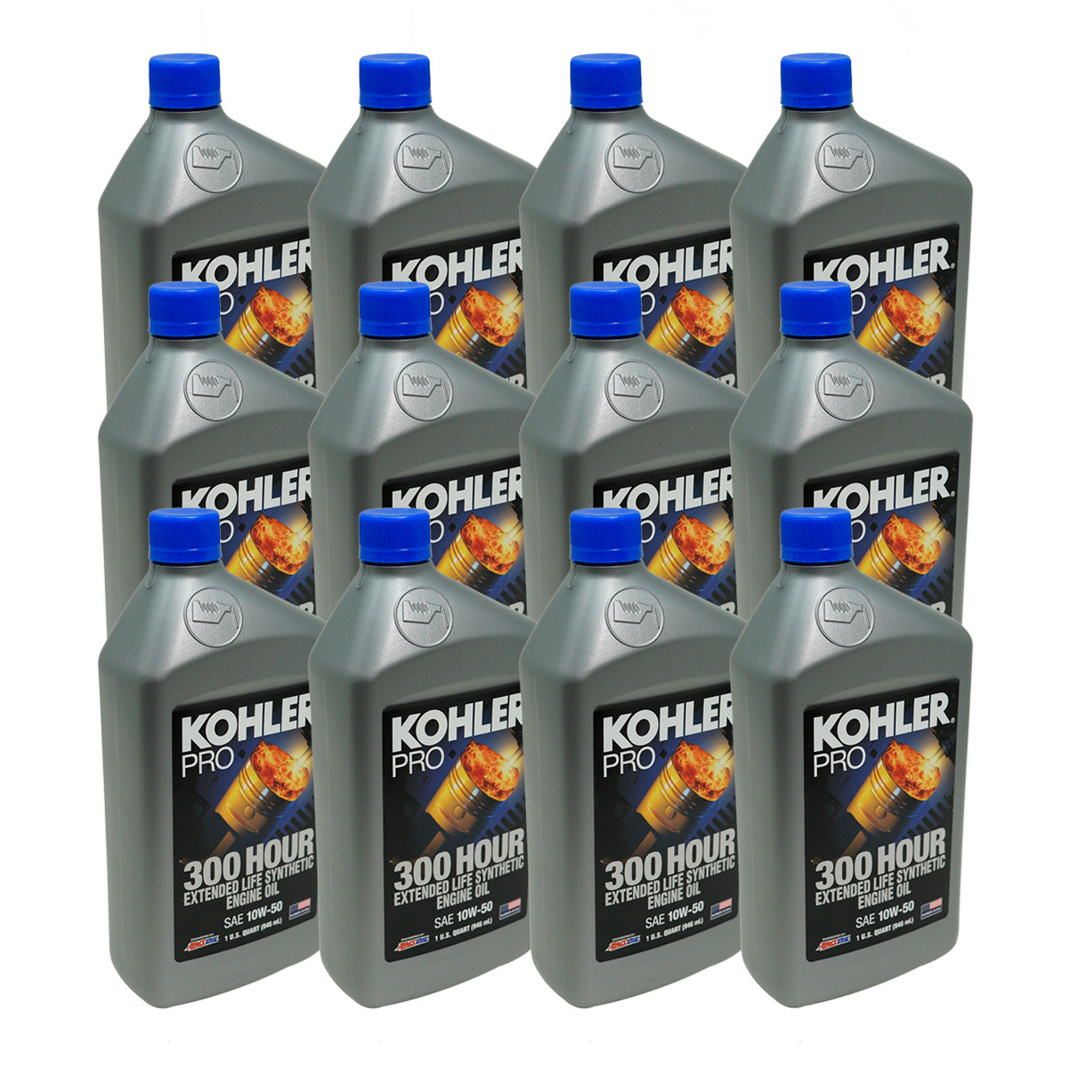 Kohler 25 357 72-S-12 Pro SAE 10W-50 Aceite de motor sintético de larga duración, 1 cuarto de galón, 12 unidades