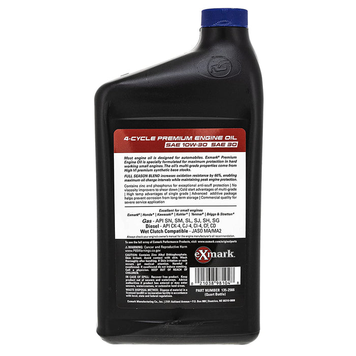 Exmark 135-2566 Engine Oil 10W-30 Full Synthetic 1 Qt.