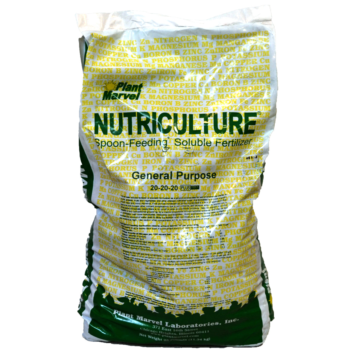 Fertilizante soluble en agua de uso general Plant Marvel 20-20-20, 25 lb