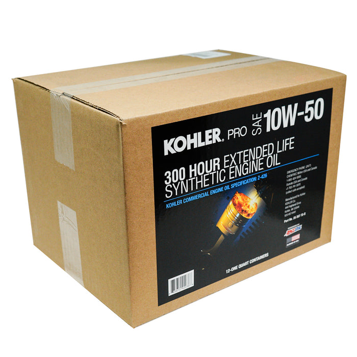 Kohler 25 357 72-S-12 Pro SAE 10W-50 Aceite de motor sintético de larga duración, 1 cuarto de galón, 12 unidades