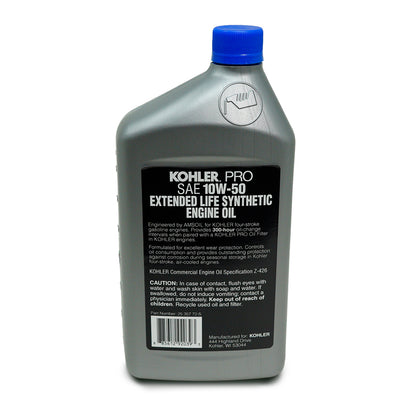 Kohler 25 357 72-S-12 Pro SAE 10W-50 Aceite de motor sintético de larga duración, 1 cuarto de galón, 12 unidades