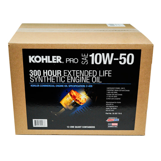 Kohler 25 357 72-S-12 Pro SAE 10W-50 Extended Life Synthetic Engine Oil 1 Quart 12pk