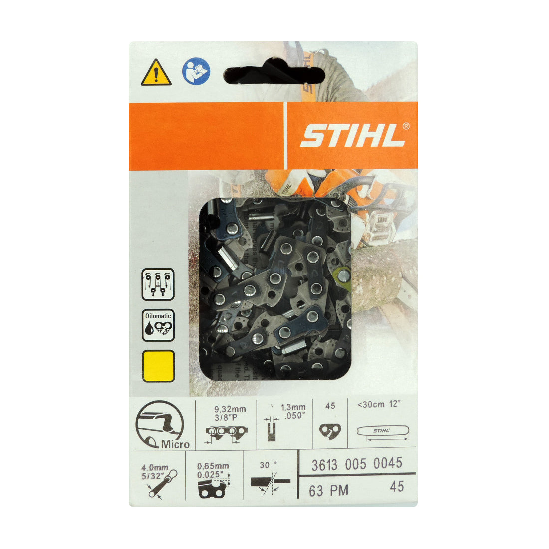 Stihl 3613 005 0045 Cadena de motosierra de 12 pulgadas. 63 p. m. 45