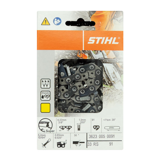 Stihl 3623 005 0091 Cadena de motosierra 28 pulgadas. 33RS 91