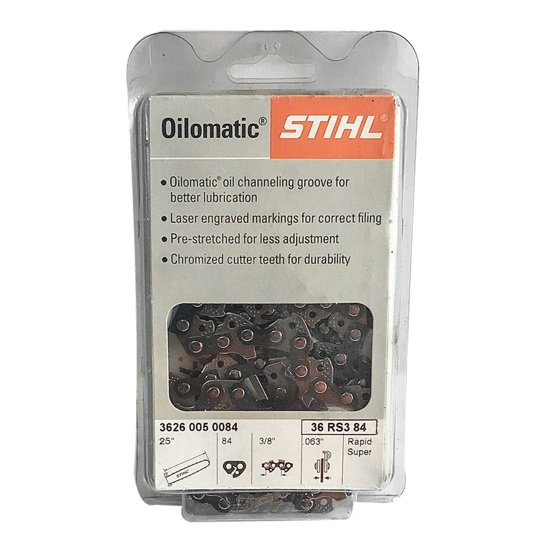 Stihl 3626 005 0084 Cadena de motosierra de 24 pulgadas. 36RS3 84