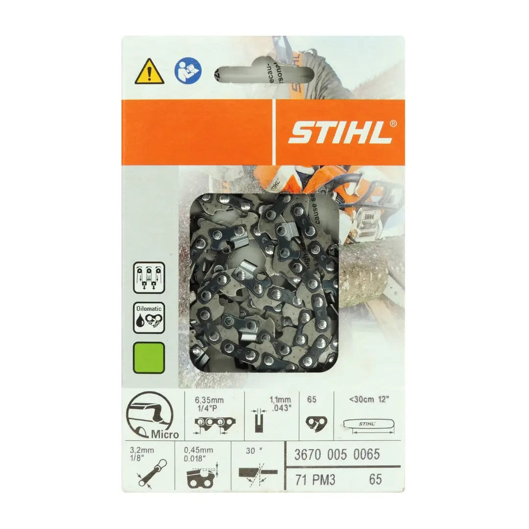 Stihl 3670 005 0065 Cadena de motosierra de 12 pulgadas. 71PM3 65