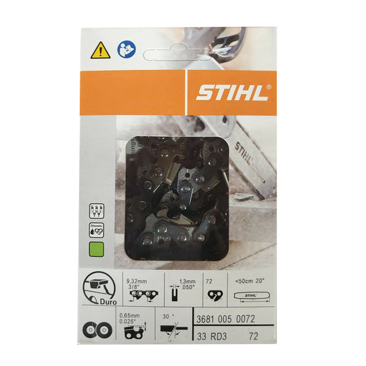 Stihl 3681 005 0072 Cadena de sierra de carburo de 20 pulgadas. 33RD3