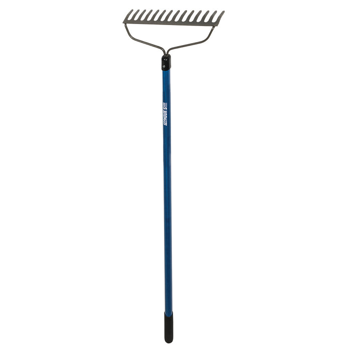 Seymour 42324 Bow Rake, Welded 14 Tine 15" Head, 60" Blue Fiberglass Handle