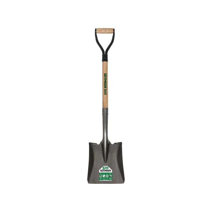 Seymour 49142 S300 DuraLite Square Point Shovel, 9-1/2 in L x 11-1/2 in W, 26 in Handle Length, American Ash Hardwood Handle