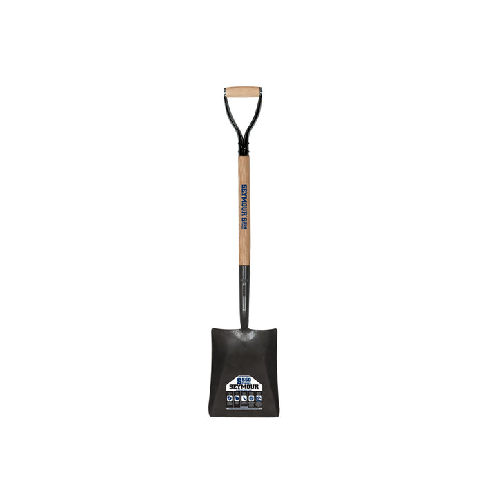 Seymour 49173 #2 Forged Square Point Shovel, 27" Hardwood Handle with D-Grip