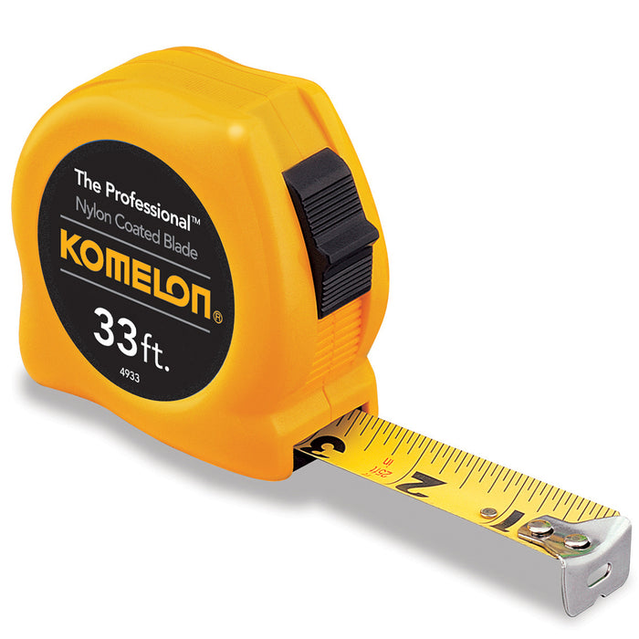 Komelon 4933 Cinta métrica profesional con hoja de acero recubierta de nailon de 33 pies