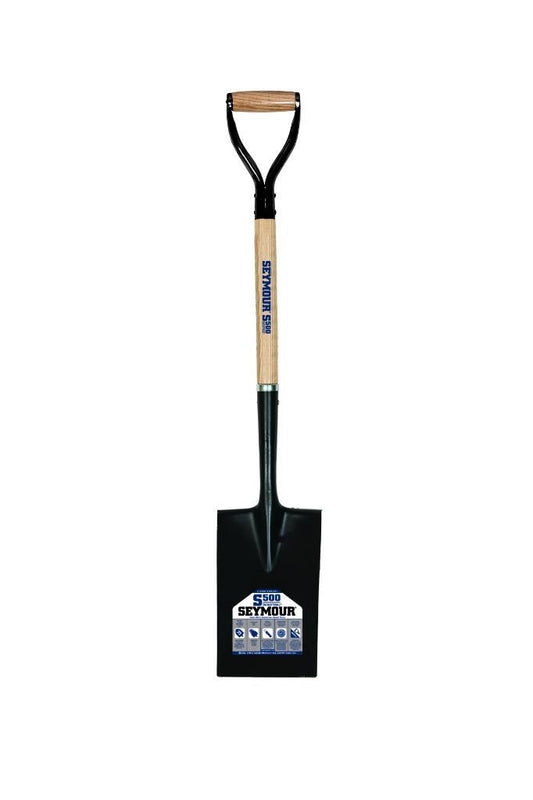 Seymour 49334 Garden Spade, #2 16 Ga. Head w/Rear Turn Step, 30" Hardwood Handle, Steel D-Grip