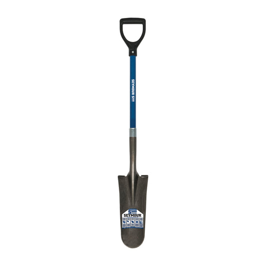 Seymour 49457 Pala de drenaje de 14", mango de fibra de vidrio azul de 26", agarre en D de poliéster