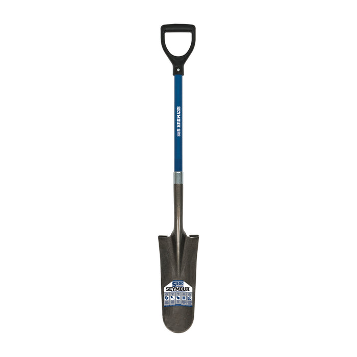 Seymour 49457 14" Drain Spade, 26" Blue Fiberglass Handle, Poly D-Grip