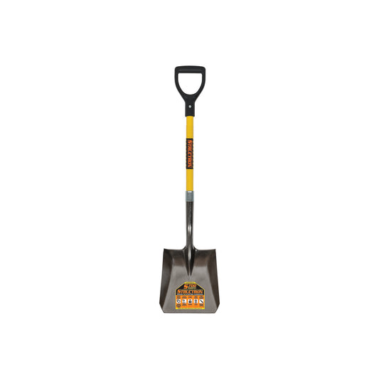 Seymour 49742 14 Ga. #2 Square Point , Rear Roll Step Shovel, 29" Yellow Fiberglass Handle, D-Grip