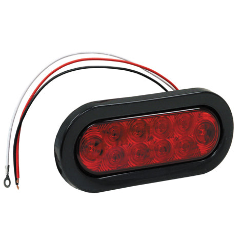 Buyers 5626510 Luz de parada/giro/trasera ovalada roja de 6" con enchufe PL3 de 10 LED