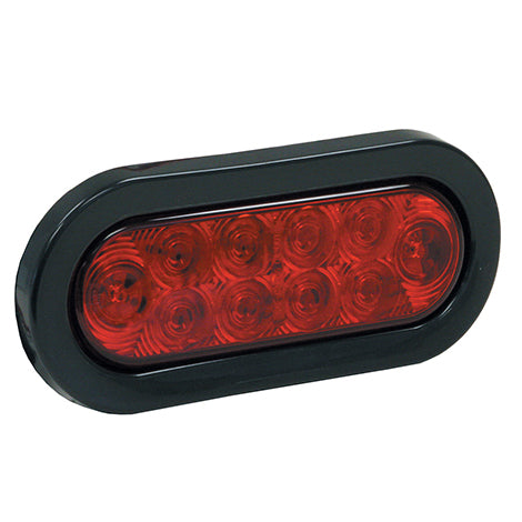 Buyers 5626510 Luz de parada/giro/trasera ovalada roja de 6" con enchufe PL3 de 10 LED