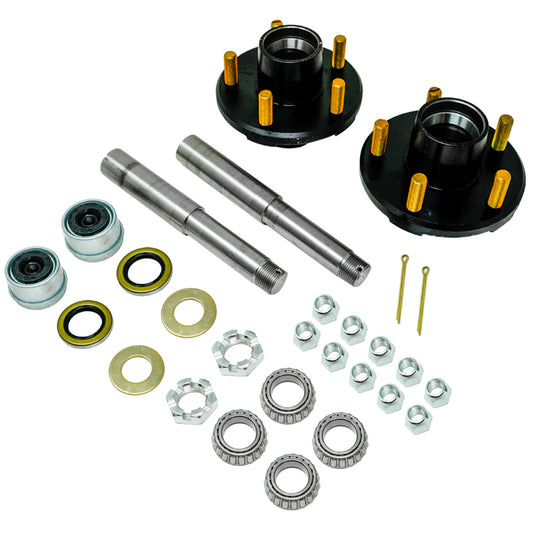 Kit de husillo de cubo tensor 5 en 4,5 para eje de remolque de 2000 LB, rodamientos de 1-1/16 pulgadas