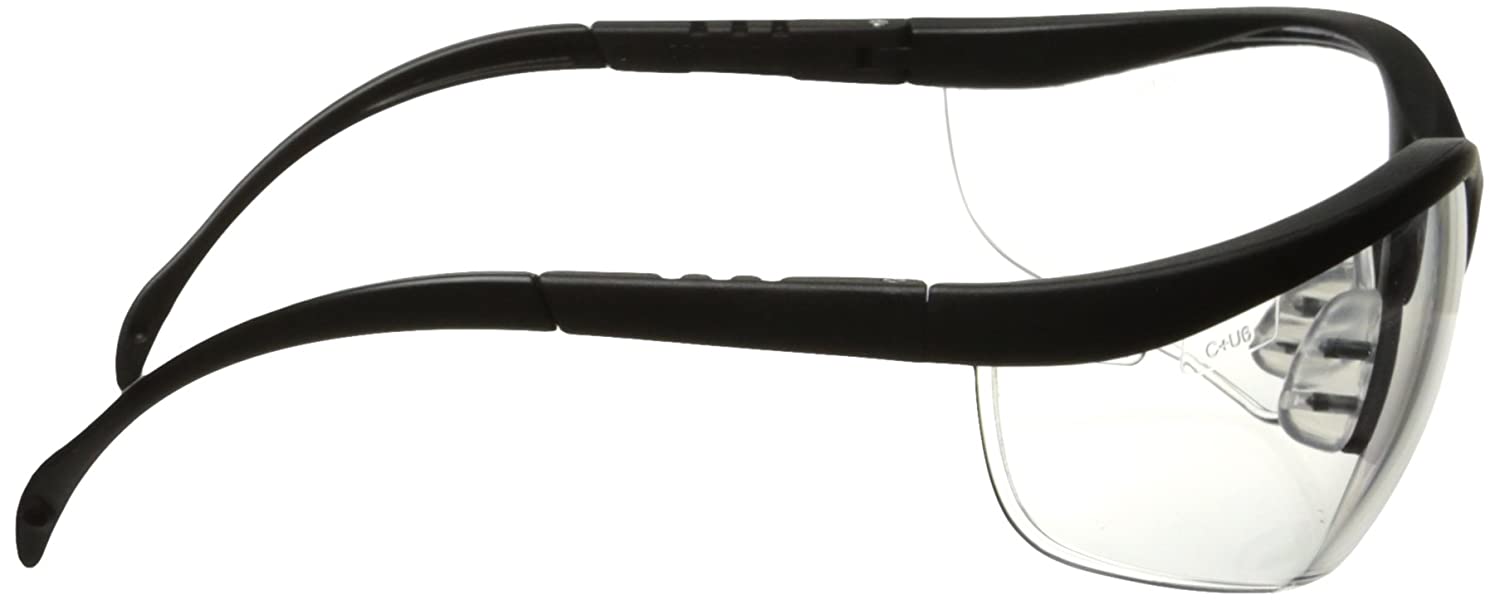 MCR Safety KD110 Klondike KD1 Series Black Safety Glasses with Clear Lenses Adjustable Temple Length