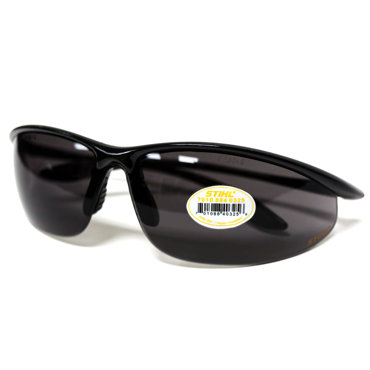 Stihl 7010 884 0325 Gafas de seguridad con marco negro elegante y lentes grises ahumados