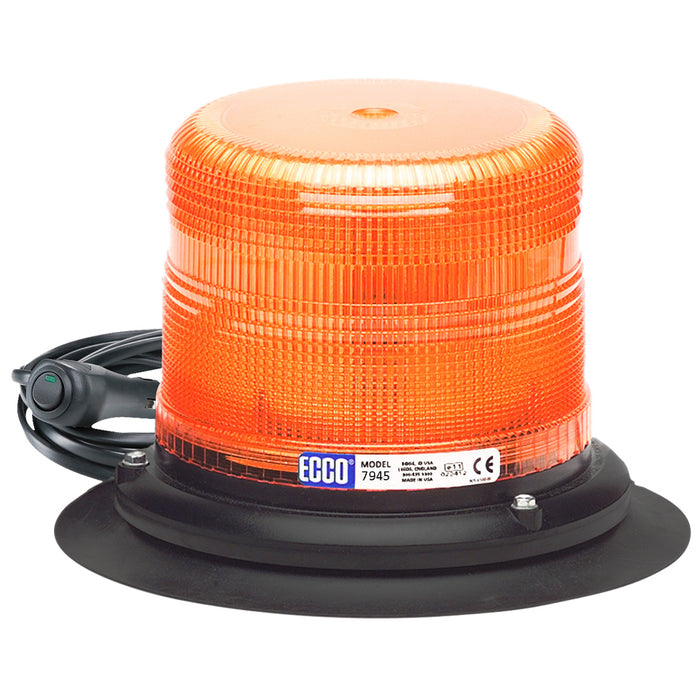 ECCO 7945A-VM Amber LED Beacon Pulse II Low Profile with Vacuum Mount 12-48VDC