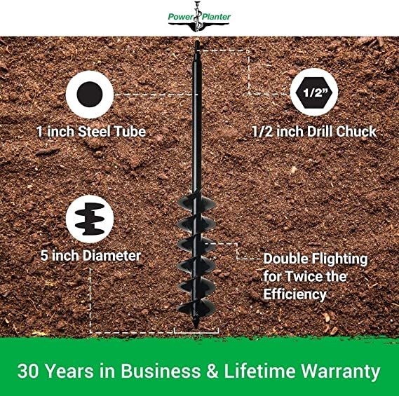 Power Planter 528H Quart Pot Planter Auger 5" x 28" / .5" Hex