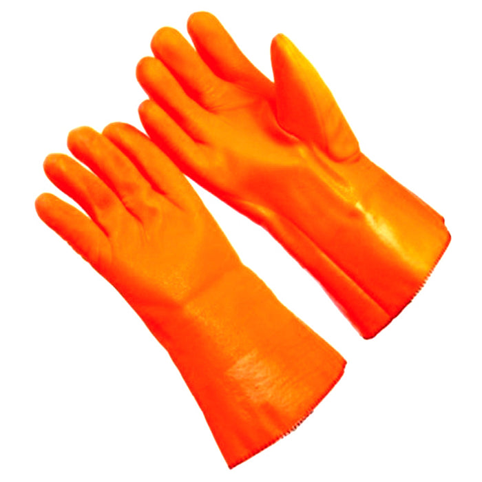 Par de guantes de PVC naranja con guantelete de 12"
