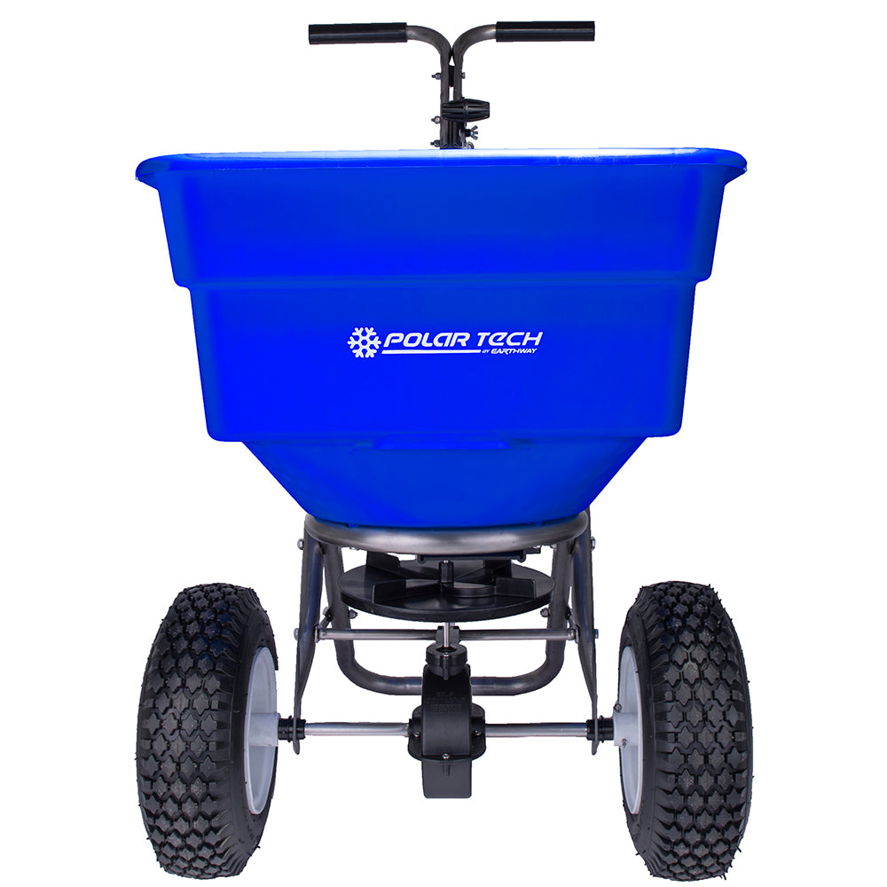 Earthway 90399 Professional Stainless Steel Ice Melt Broadcast Push Spreader 100 LB