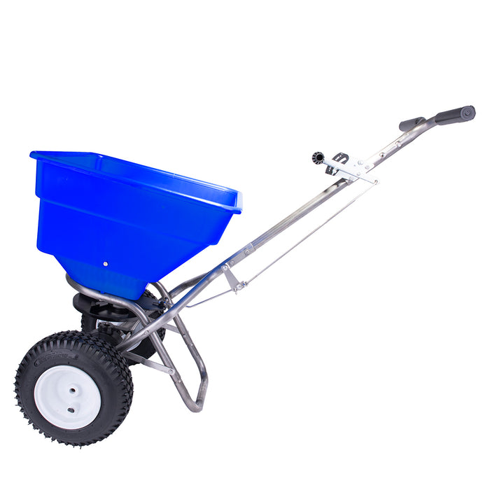 Earthway 90399 Professional Stainless Steel Ice Melt Broadcast Push Spreader 100 LB
