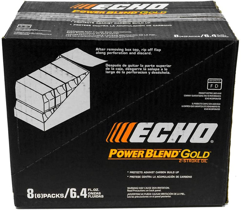 Echo Power Blend Gold 6450025G Aceite de mezcla de 2 ciclos de 2,5 galones, 1 caja, paquete de 48