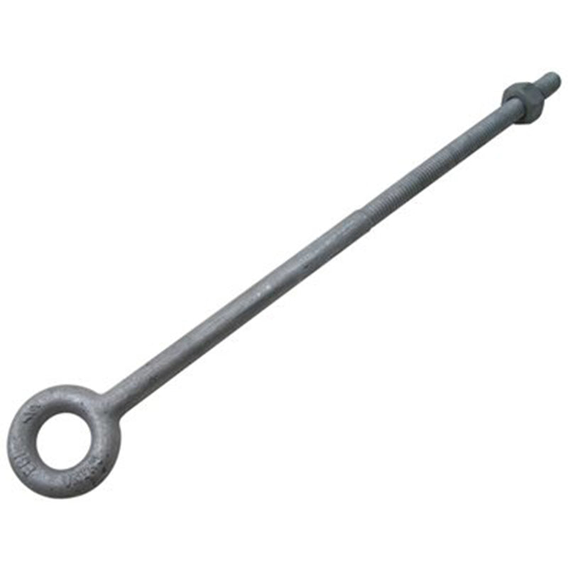 Fehr Brothers EB500X12 Perno de argolla de rosca XL galvanizado forjado de 1/2" x 12" con tuerca