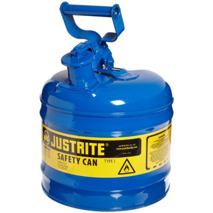 Justrite Manufacturing 7120300 Lata de gasolina de acero azul tipo I, 2 galones