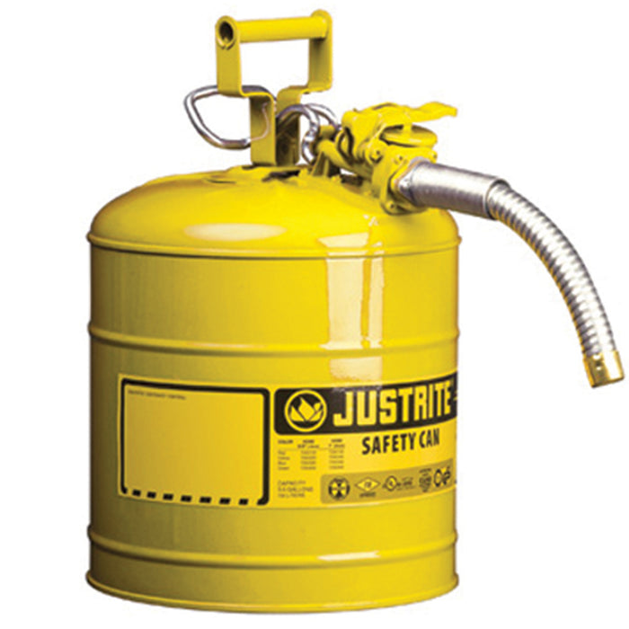 Justrite Manufacturing 7220220 Lata de gasolina de acero amarillo tipo II de 2 galones