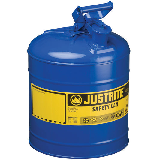 Justrite 7150300 Type 1 Blue Steel Gas Gan 5 gALLON
