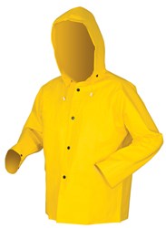 MCR Safety 400JM Cyclone Series Rain Gear .35mm PVC / Nylon / PVC Rainwear Waterproof Yellow Rain Jacket Detachable Hood, Size M