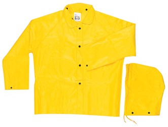 MCR Safety 400JM Cyclone Series Rain Gear .35mm PVC / Nylon / PVC Rainwear Waterproof Yellow Rain Jacket Detachable Hood, Size M