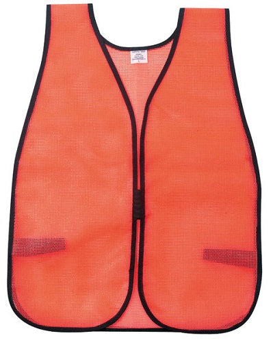 MCR V201 Orange Mesh Safety Vest Light Weight Polyester Mesh Fabric General Purpose Non-ANSI Rated