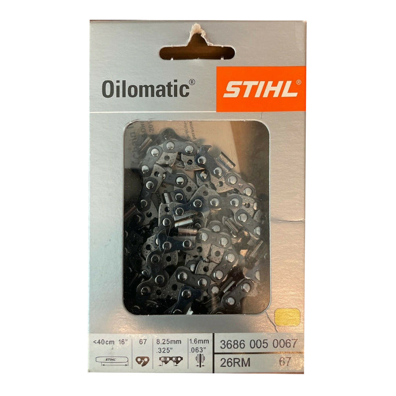 Stihl 3686 005 0067 Cadena de motosierra de 16 pulgadas. 26 RM 67