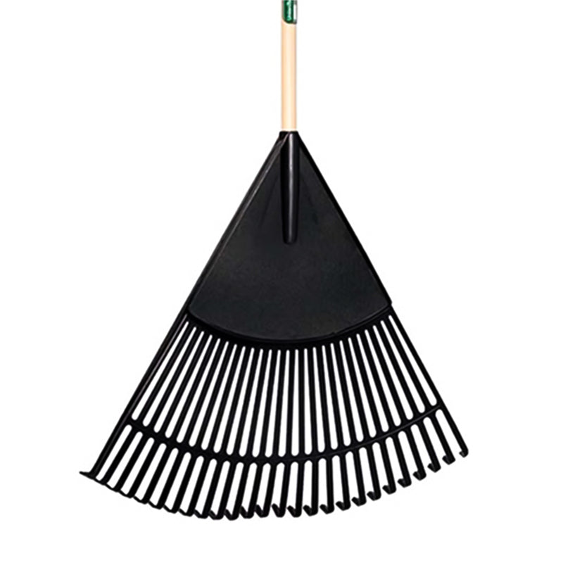 Rastrillo de hojas de polietileno de 24 pulgadas con mango de madera de 48 pulgadas Union Tools 64-309
