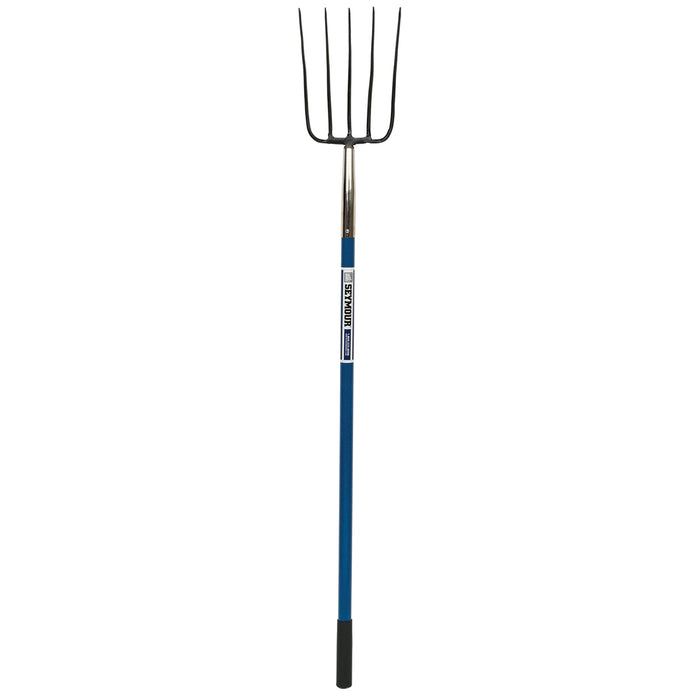 Seymour 49286 Manure Fork, 5 Tines, 48" Blue Fiberglass Handle
