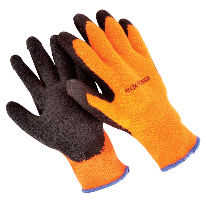 Seattle Glove Artic-OR HIVIS Orange Fleece Line Black Micro-Foam Latex Palm - Large