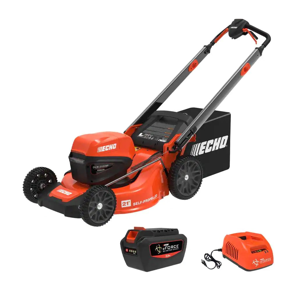 Echo eForce DLM-2100SPC2 21 In. 56V Self-Propelled Lawn Mower w/ 5.0Ah Battery & Charger