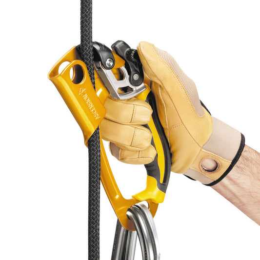 Petzl ASCENSION Abrazadera para cuerda con mango Diestros Negro / Amarillo