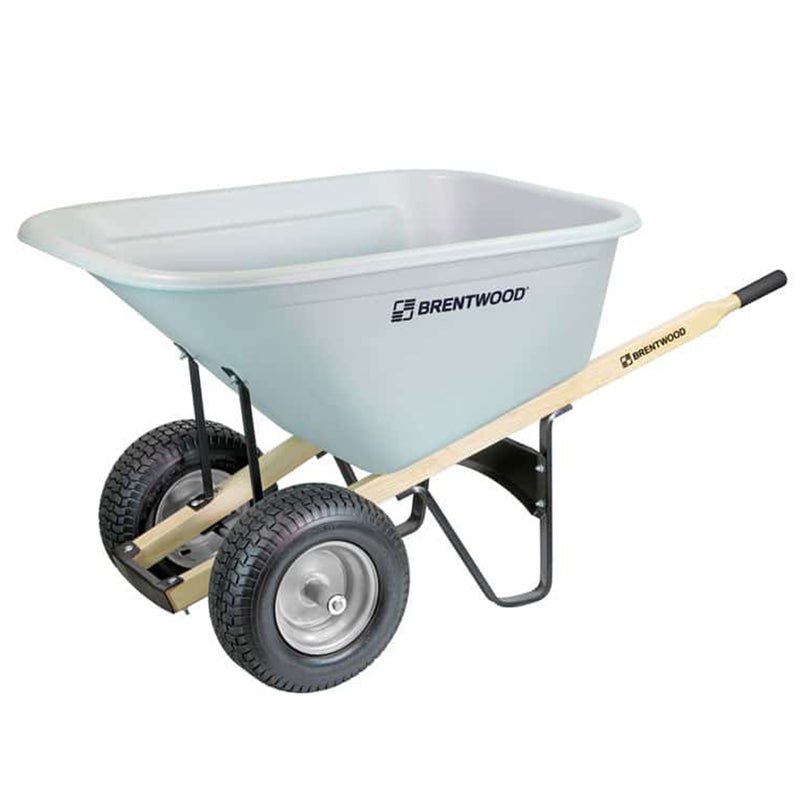 Carretilla Brentwood de 10 pies cúbicos. Pie. Doble rueda y mango BW10D